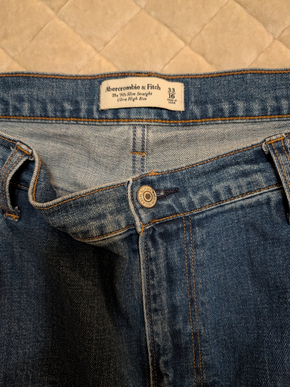 Abercrombie & Fitch Men's Slim Straight Ultra High Rise Jeans - Blue